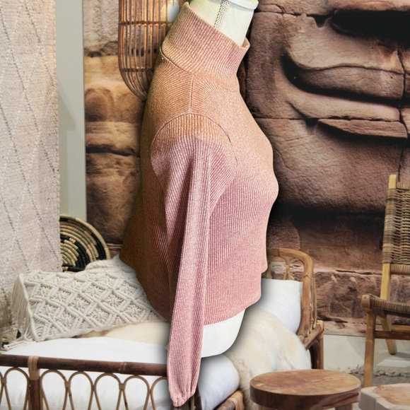 Madewell ‘Heathered Bubble-Sleeve Swing Turtleneck’ in “Heather Rose” Size Small - Picture 10 of 16